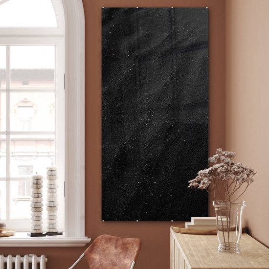 MuchoWow® Peinture sur verre 80x160 cm - Peinture sur verre acrylique - Sable - Zwart - Wit - Plage - Photo sur verre - Peintures