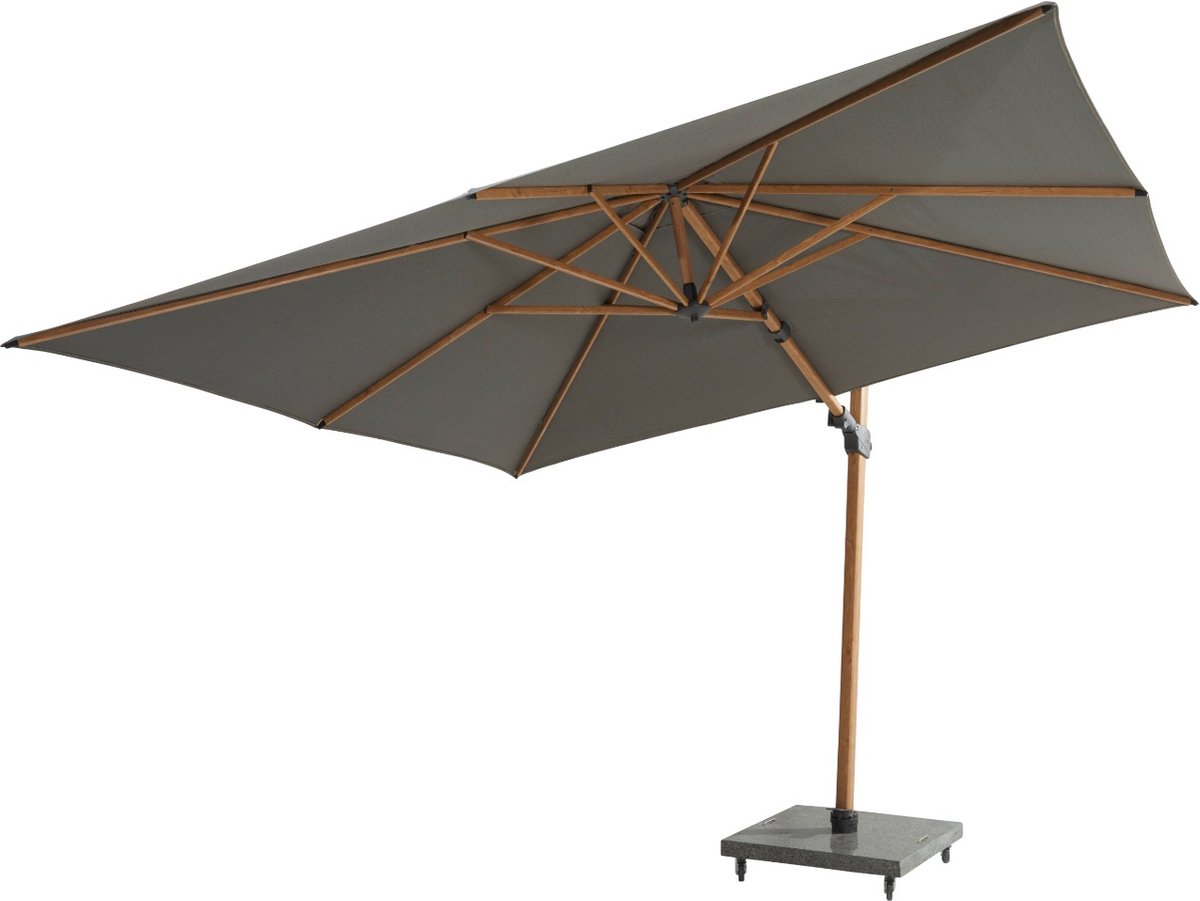 4 Seasons Outdoor Siesta Premium parasol déporté 300 x 300 cm - anthracite / cadre aspect bois