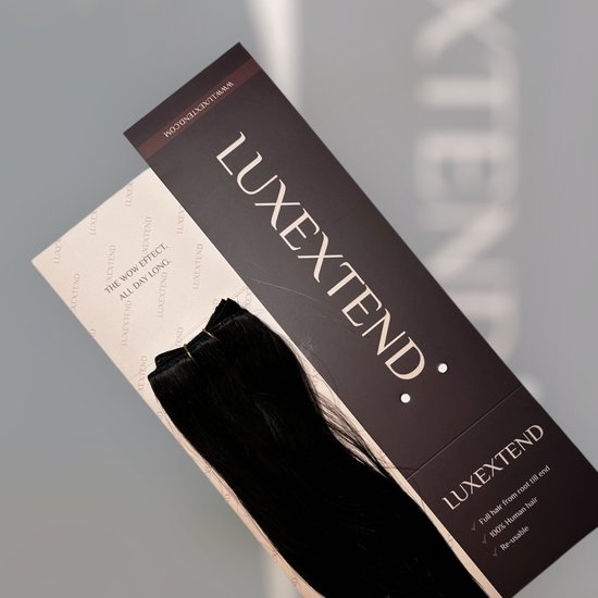 LUXEXTEND Weave Hair Extensions #1B | Human hair Black | Human Hair Weave | 60 cm - 100 gram | Remy Sorted & Double Drawn | Haarstuk | Extensions Haar | Extensions Human Hair | Echt Haar | Weave Hairextensions Bundels | Weft Haar | Haarverlenging
