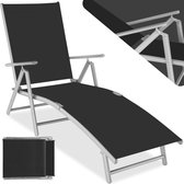 tectake® - ligstoel ligbed zonnebed - verstelbare rugleuning - zwart/zilver