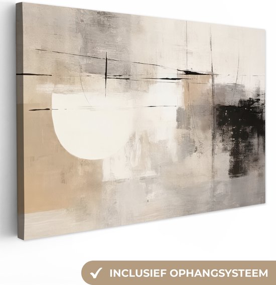 Canvas schilderij abstract 30x20 cm - Abstracte moderne wandkunst - Huis decoratie woonkamer modern - Keuken muur schilderijen - Wanddecoratie accessoires - Kamer interieur decoraties industrieel - Wanddoek grijs - Wall decoration