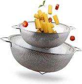 Keukenzeef, fijne netzeef, pasta strainer with handle, micro perforated kitchen strainer, metal strainer-2pcs