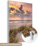 Glasschilderij natuur - Strand - Zee - Duin - Zonsondergang - Foto op glas - Wanddecoratie - Glasschilderij strand - 60x80 cm - Acrylglas - Muurdecoratie - glasschilderijen woonkamer