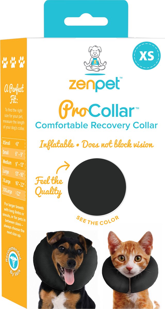 Zenpet ProCollar Hondenkraag XS – Doorzichtige hondenkraag – Beschermkraag hond – Hondenkap – Plastic Hondenkraag - Beschermkap– Zwart – Nek omtrek 15.2 cm