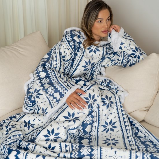 Cosas Snuggie - Fleece Deken met Mouwen - Hoodie Deken - Deken met Mouwen - Snuggle Hoodie - Hoodie Blanket - Snuggle - Snuggie Hoodie - Huggle Hoodie - Snuggie Deken - Plaid met Mouwen - TV Deken - Dames en Heren - Volwassenen - 180x130 cm - Print