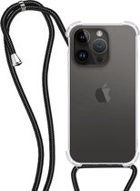 Hoes Geschikt voor iPhone 15 Pro Hoesje Transparant Met Telefoonkoord Cover Shock Proof Case Koord Hoes.