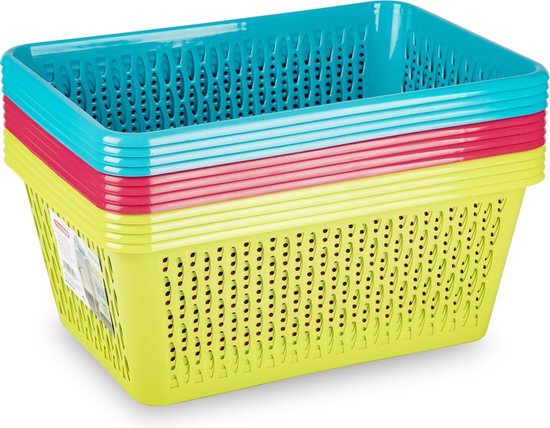 Panier de rangement/panier de placard Plasticforte - 4x - 6,5 litres - vert - plastique - 20 x 30 x 11 cm