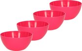 Plasticforte kommetjes/schaaltjes - 4x - dessert/ontbijt - kunststof - D14 x H6 cm - fuchsia roze