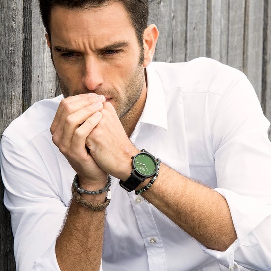Frank 1967 7FW 0026 Montre en Métal avec Bracelet en Cuir Marron - Diamètre 42 mm - Vert/Doré