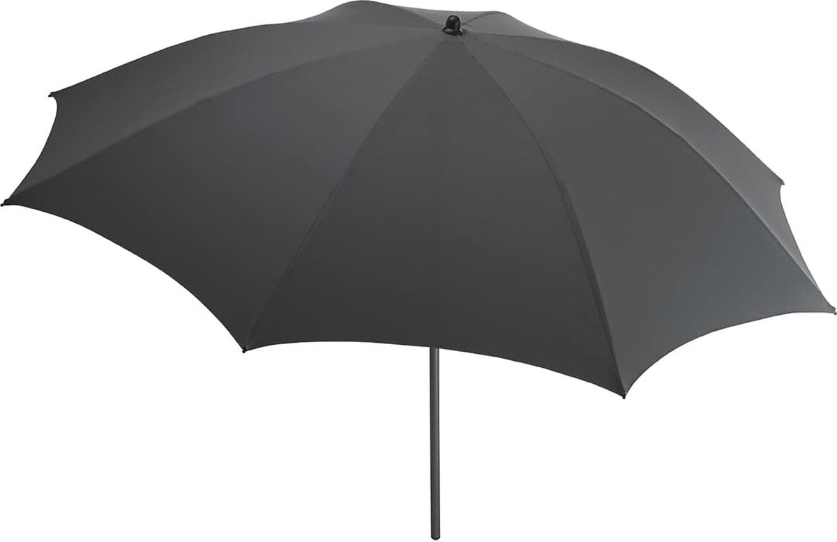 Stylish grey parasol with titanium finish, UV protection 50+, tilt mechanism, rotation lock, and carry bag.