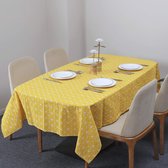 Tafelkleed rechthoekig katoenlinnen tafelkleden schaakbordpatroon stofdicht wasbaar tafelkleed voor keuken eettafel blad 140 x 220 cm (geel)