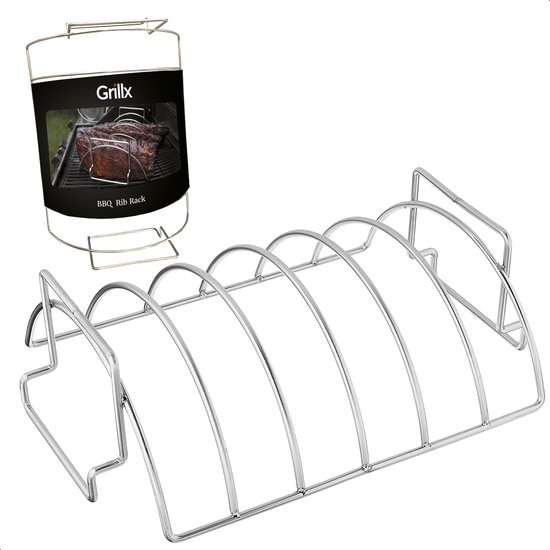 GrillX Sparerib Rek BBQ - Rib Rack Houder - Barbecue Spareribs Rek - Kamado BBQ Accesoires