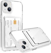Doorzichtig Crystal hoesje Geschikt voor iPhone 15 Pro Max - Hoesje Met Pasjeshouder - Harde Crystal Backcover met 2 pashouders - Transparant