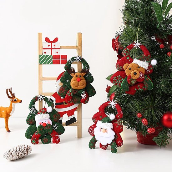 Lot De 24 Pendentifs En Bois Rouge Pour Sapin De Noël – Formes De Bonbons, Flocons, Décoration Naturelle Et Fait-Main