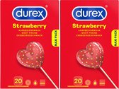 Durex - Condooms - Strawberry - 20st x 2 - Voordeelverpakking