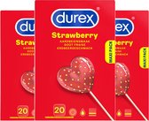 Durex - Condooms - Strawberry - 20st x 3 - Voordeelverpakking
