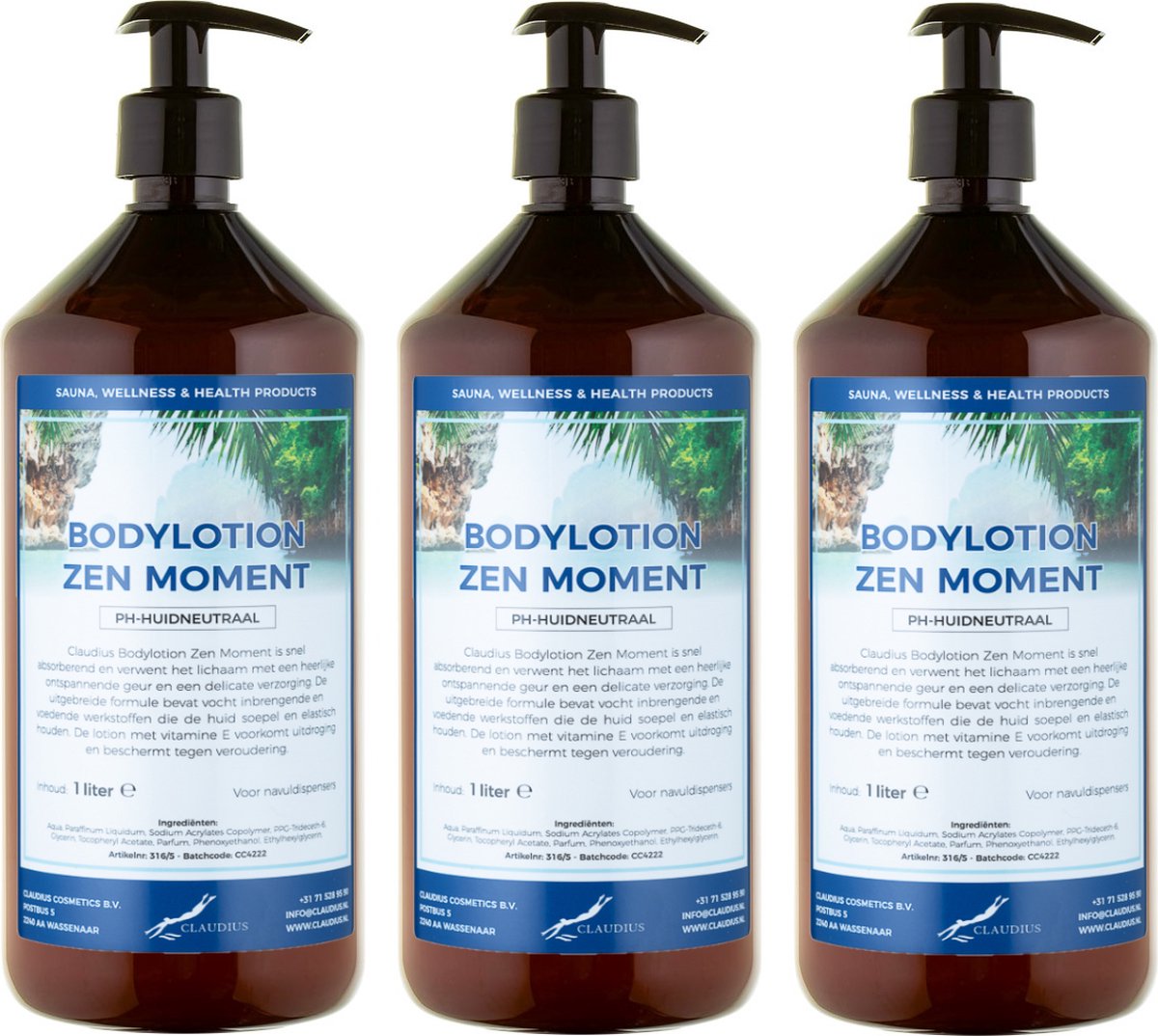 Goedkoopste Bodylotion Zen Moment 1 Liter - met gratis pomp - set van 3 stuks