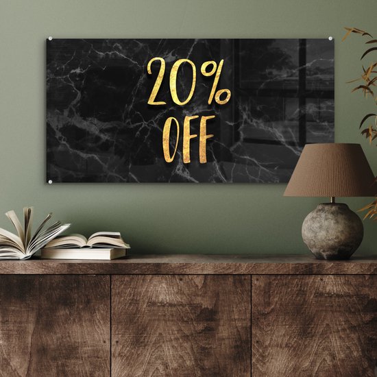 Peinture sur verre MuchoWow® 80x40 cm - Peinture acrylique sur verre - Sale - Or - Marbre - Photo sur verre - Peintures