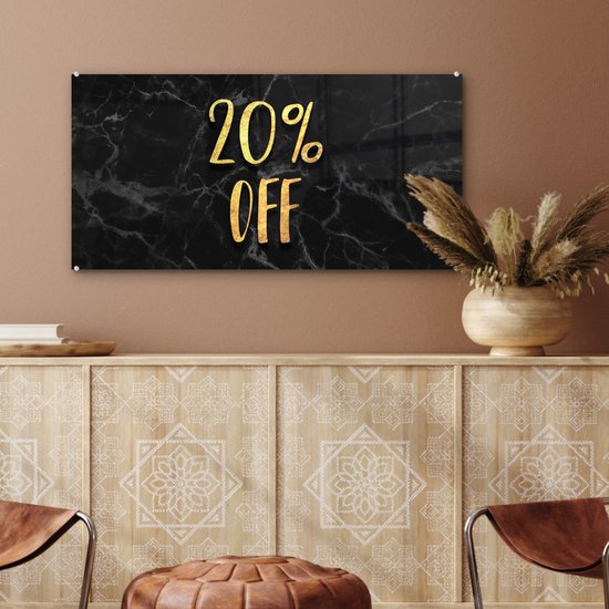 Peinture sur verre MuchoWow® 80x40 cm - Peinture acrylique sur verre - Sale - Or - Marbre - Photo sur verre - Peintures