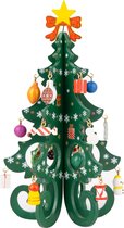 Kunstkerstbomen met 24 bedels, mini-tafelblad, kerstboom, hout, miniatuur, dennenboom, kerstboom, cadeau, interieurdecoratie, kerstdecoratie, tafeldecoratie, groen