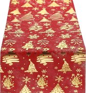 Chemin de table 28 cm × 5 m Noël rouge tissu de décoration en fibre de polyester avec autocollants plaqués or décoration de table en fibre de polyester pour décoration jetable festival ruban cadeau