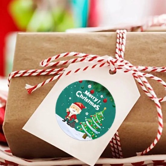 Pack of 100 Christmas Stickers Christmas Stickers Round Gift Stickers Merry Christmas Labels Self Adhesive Roll Stickers