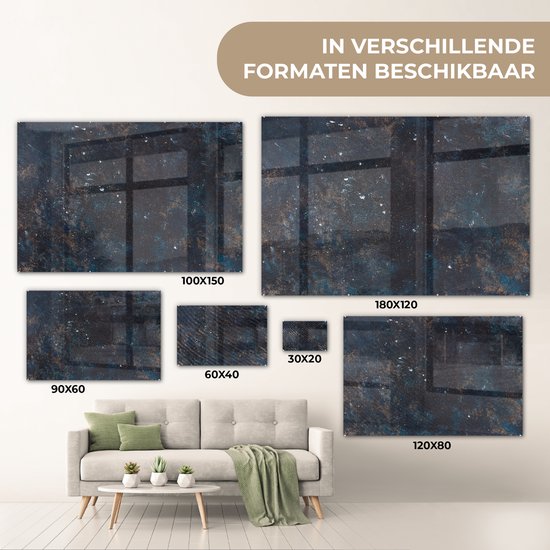 MuchoWow® Glasschilderij 30x20 cm - Schilderij acrylglas - Leisteen - Grijs - Beton - Industrieel - Foto op glas - Schilderijen