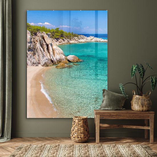 MuchoWow® Peinture sur verre 120x160 cm - Peinture sur verre acrylique - Mer - Plage - Été - Photo sur verre - Peintures