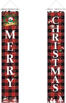 Vrolijk kerstfeest-banner, decoratie, 32 x 180 cm, hangend bord, kerstveranda, voor huisdeur, kerstdecoratie