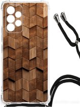 Stevig Telefoonhoesje geschikt voor Samsung Galaxy A53 Wooden Cubes