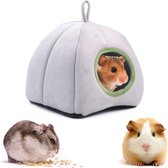 Hamsterhuis, cavia-huis, warm winterbed voor hamsters, cavia-bed, met ophanglus, voor hamsters, chinchilla's, cavia's, kleine dieren (grijs)