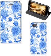 Couverture Smart pour iPhone 7 | 8 | SE (2020) | SE (2022) Fleurs Blue