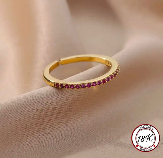 Soraro Purple Zirkonia Ring | Paars | Goud | 18K Goldplated | Zirkonia Stenen | Vrouwen Sieraden | Dames Ringen| Vrouwen Ringen