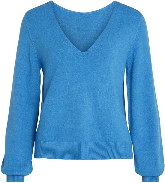 Vila Sweater Viril Rev V-neck L/s Knit Top - Noo 14084174 Cloisonne Femme Taille - M