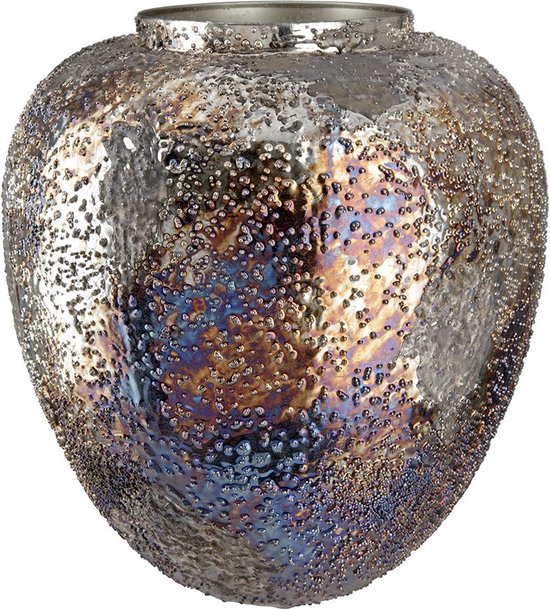 Zilveren Kristallen Vaas Met Kunstbloemen - Keramiek + Zijde, Diamant Glitter Afwerking, Decoratie