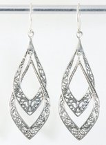 Boucles d'oreilles longues traditionnelles ajourées en argent