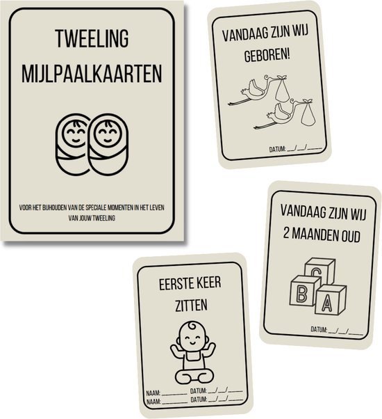 Mijlpaalkaarten tweeling baby - 40 stuks van Mi — afbeelding 3
