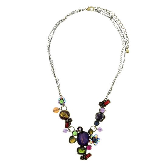 Collier Behave couleur or avec pierres multicolores 39 cm