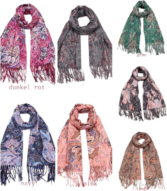 Écharpe chaude - 2 faces - Uni/Imprimé - Zwart - 200 x 75 cm (H01)