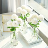 Kunstmatige hortensiabloesems 12 stuks zijden chrysant balbloemen bruidsboeket voor huis tuin feestsecretariaat koffiehuisdecoraties (melkwit)