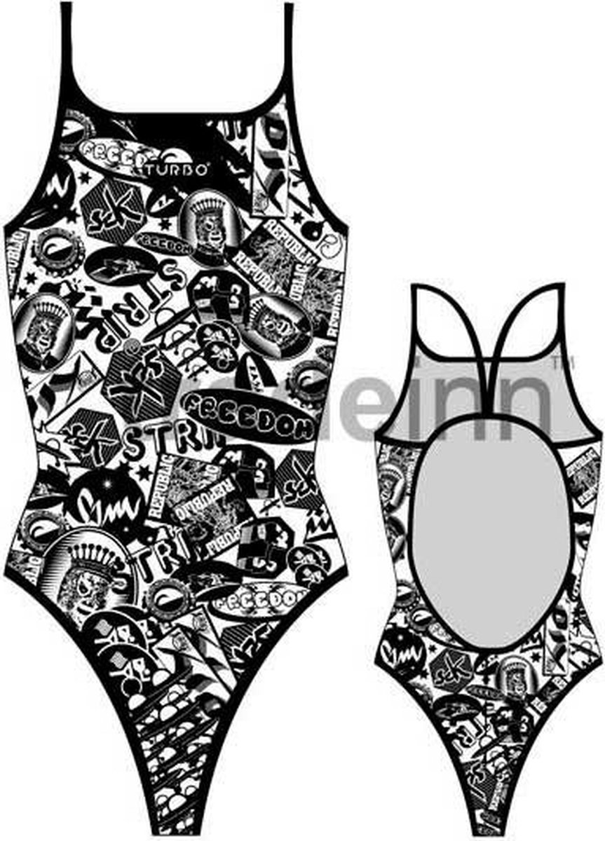 Turbo Stickers Zwemkleding Wit,Zwart 5XL Vrouw Black / White