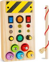 Montessori Sensorisch Busy Board - Educatief Houten Speelgoed voor Peuters - LED Licht en Geluid - Veilig en Duurzaam - Ideaal voor Jongens en Meisjes 1-4 Jaar