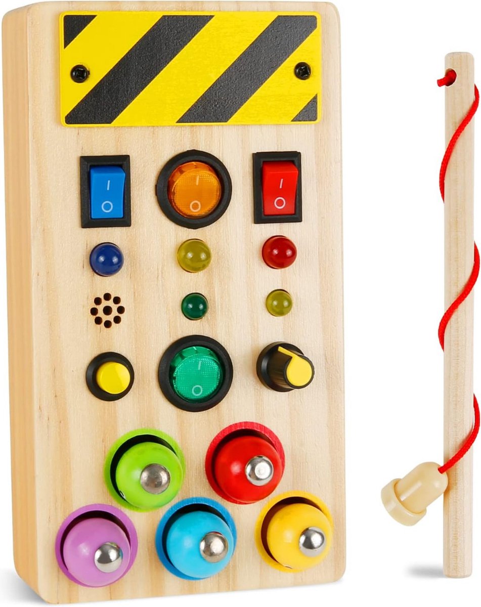 Montessori Sensorisch Busy Board Educatief Houten Speelgoed voor Peuters LED Licht en Geluid Veilig en Duurzaam Ideaal voor Jongens en Meisjes 1-4 Jaar