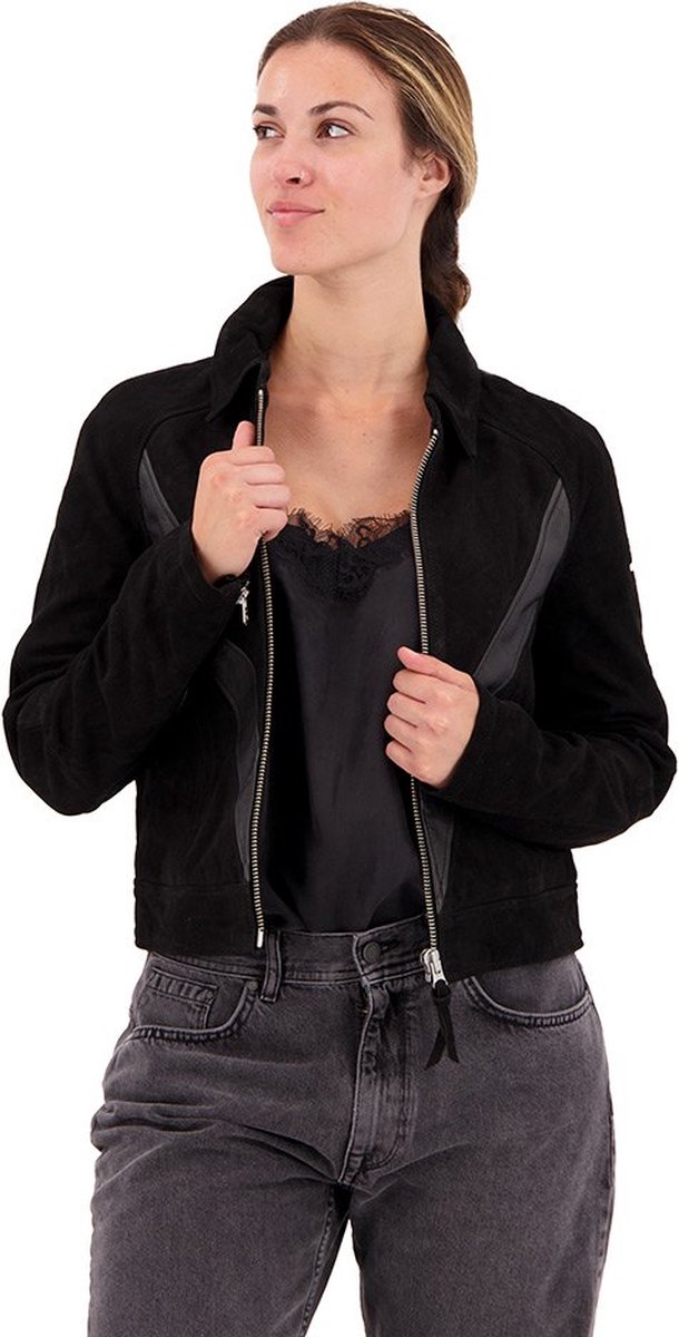 Superdry Gig Leather Jas L Vrouw Zwart