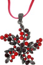 Behave Collier en cuir rouge avec pendentif fleur en pierre