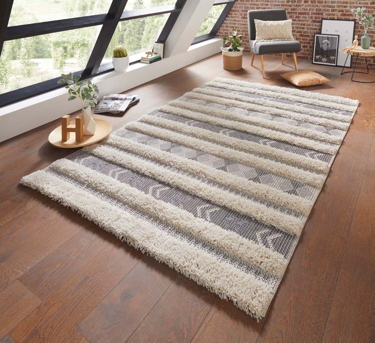 Design Vloerkleed Taza 103783 155x230 cm Grijs & Crème