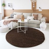 Hoogpolig vloerkleed shaggy Trend effen rond - bruin 240 cm rond