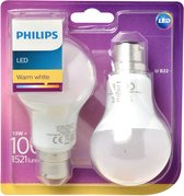 Philips LEDbulb A60 B22 13W 3000K 1521lm 230V - 2-Pack - Warm Wit