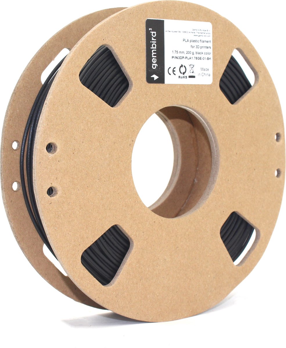 Gembird PLA Filament - 1.75mm - 200 gram - Zwart - 3D printer filament