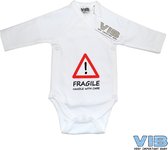 VIB® - Rompertje Luxe Katoen - FRAGILE Handle with care (Wit) - Babykleertjes - Baby cadeau
